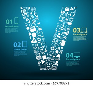 Application icons alphabet letters V design, Technology business software and social media networking online concept, Vector illustration modern template design