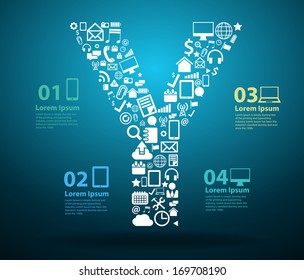 Application icons alphabet letters Y design, Technology business software and social media networking online concept, Vector illustration modern template design