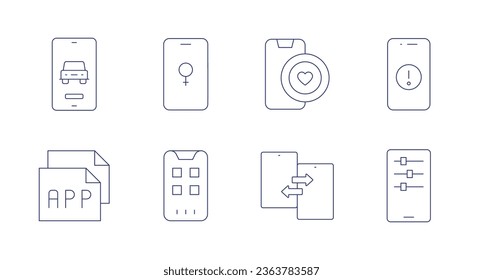 Application icons. Editable stroke. Containing app, apps, health app, mobile app, smart home, smartphone.