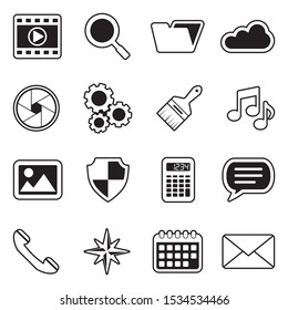 Application Icons. Line With Fill Design. Vector Illustration.