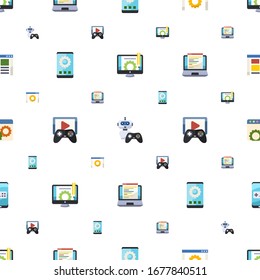 application icons pattern seamless. Included editable flat Content management, NPC, software, app development, Game streaming, Web Development icons. application icons for web and mobile.