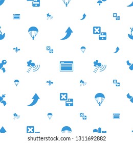 application icons pattern seamless white background. Included editable filled arrow, browser, satellite, parachute, cancel, plant icons. application icons for web and mobile.