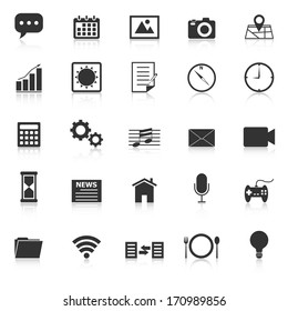 Application icons with reflect on white background, stock vector