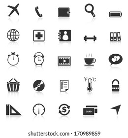 Application icons with reflect on white background. Set 2, stock vector
