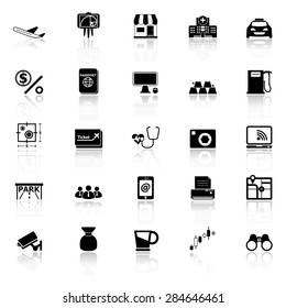Application icons with reflect on white background, stock vector