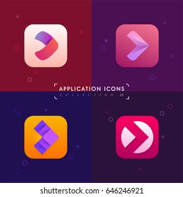 Application icons set 05. Arrow sign collection. Logo elements in material design style