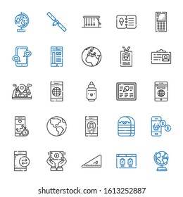 application icons set. Collection of application with earth globe, browser, set square, dollar, smartphone, eraser, menu, marker, mobile phone. Editable and scalable application icons.