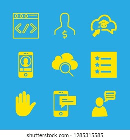 application icons set with html, education cloud and smartphone vector set