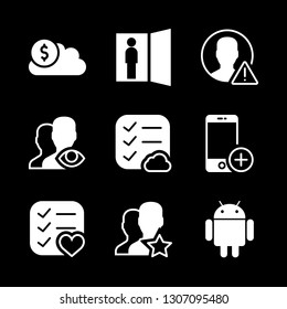 application icons set with list, android logo and cloud computing vector set
