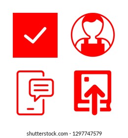 application icons set with user, checked and uploading book vector set