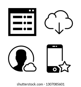 application icons set with web programming, smartphone and cloud computing vector set