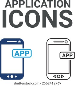 Application icons, solid icon collection for the online community, media, website, blog, content, business marketing, and social network icons.