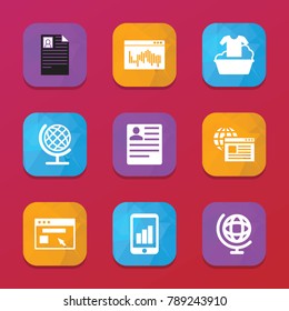 Application icons. vector collection filled application icons set.. includes symbols such as cv, clothes washing, browser, web window. use for web, mobile and ui design.