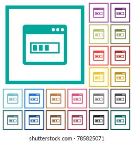 Application installing flat color icons with quadrant frames on white background