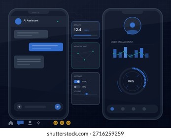 La interfaz de la aplicación muestra varias características y funcionalidades de un asistente virtual para la participación del usuario