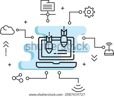 Application layer attacks Concept, Machine Hacking Attempt stock illustration, Distributed DoS attack vector icon design, Cloud computing and Web hosting services Symbol, 