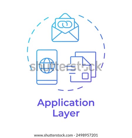 Application layer blue gradient concept icon. TCP-IP. Transmission control protocol. User applications. Round shape line illustration. Abstract idea. Graphic design. Easy to use in blog post