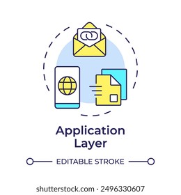 Application layer multi color concept icon. TCP-IP. Transmission control protocol. User applications. Round shape line illustration. Abstract idea. Graphic design. Easy to use in blog post