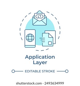 Application layer soft blue concept icon. TCP-IP. Transmission control protocol. User applications. Round shape line illustration. Abstract idea. Graphic design. Easy to use in blog post