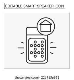  Application line icon. Home page. Voice assistant. Smart speaker concept. Isolated vector illustration. Editable stroke
