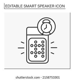 Application line icon. Voice controlled alarm clock. Voice assistant. Smart speaker concept. Isolated vector illustration. Editable stroke