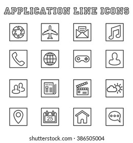 application line icons, mono vector symbols