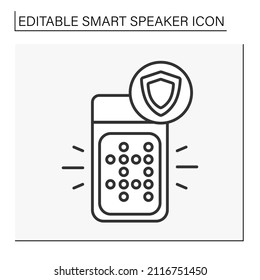  Application line icon.Voice assistant protects personal data. Voice control. Smart speaker concept. Isolated vector illustration. Editable stroke