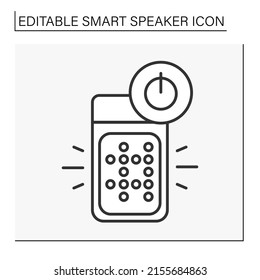  Application line icon.Voice assistant switch off smartphone. Voice control. Smart speaker concept. Isolated vector illustration. Editable stroke