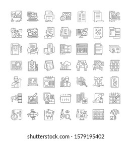 Application linear icons, signs, symbols vector line illustration set