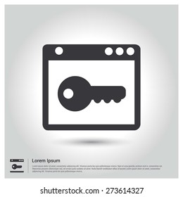 application login key Icon Vector Illustration, pictogram icon on gray background. Flat design style