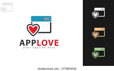 Application logo design combined with love. The concept of a logo with color sets. vector