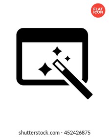 Application with magic wand Icon Flat Style Isolated Vector Illustration
