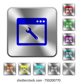 Application maintenance engraved icons on rounded square glossy steel buttons