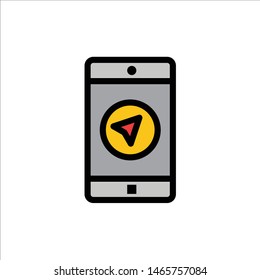 Application, Message, Mobile Apps, poniter  Flat Color Icon. Vector icon banner Template. Vector Icon Template background
