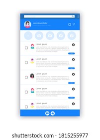 Application for Messages web page design template, modern user interface and content mockup for website, social media concept, flat design vector illustration