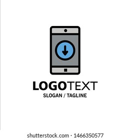 Application, Mobile, Mobile Application, Down, Arrow Business Logo Template. Flat Color. Vector Icon Template background