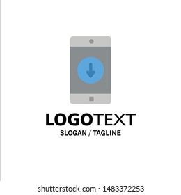 Application, Mobile, Mobile Application, Down, Arrow Business Logo Template. Flat Color