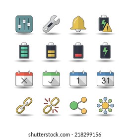 Application & Mobile icons, flat style icon set - Vector illustration