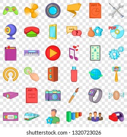 Application for mobile icons set. Cartoon style of 36 application for mobile vector icons for web for any design