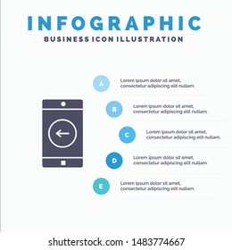 Application, Mobile, Mobile Application, left Solid Icon Infographics 5 Steps Presentation Background