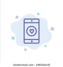 Application, Mobile, Mobile Application, Like, Heart Blue Icon on Abstract Cloud Background