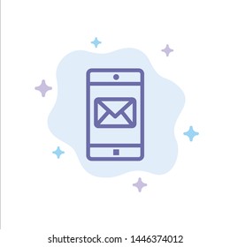 Application, Mobile, Mobile Application, Mail Blue Icon on Abstract Cloud Background