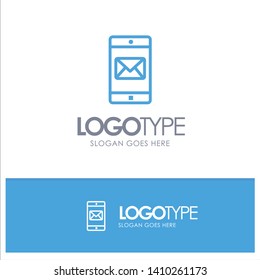 Application, Mobile, Mobile Application, Mail Blue Outline Logo Place for Tagline
