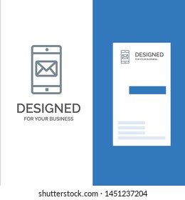 Application, Mobile, Mobile Application, Mail Grey Logo Design and Business Card Template