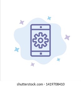 Application, Mobile, Mobile Application, Setting Blue Icon on Abstract Cloud Background