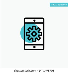 Application, Mobile, Mobile Application, Setting turquoise highlight circle point Vector icon