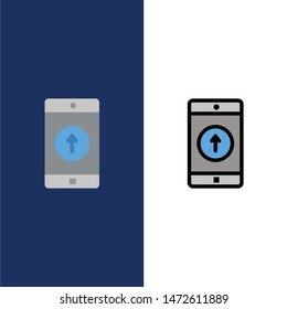Application, Mobile, Mobile Application, Smartphone, Sent  Icons. Flat and Line Filled Icon Set Vector Blue Background