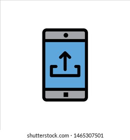 Application, Mobile, Mobile Application, Smartphone, Upload  Flat Color Icon. Vector icon banner Template. Vector Icon Template background