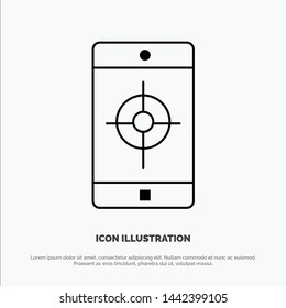 Application, Mobile, Mobile Application, Target Line Icon Vector