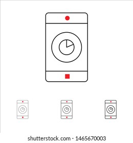 Application, Mobile, Mobile Application, Time Bold and thin black line icon set. Vector Icon Template background